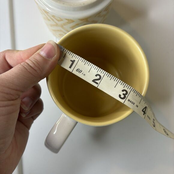 Formation Brands Diamon Print Coffee Mug Set of 2 Yellow Teal Blue 16 oz - Picture 5 of 6